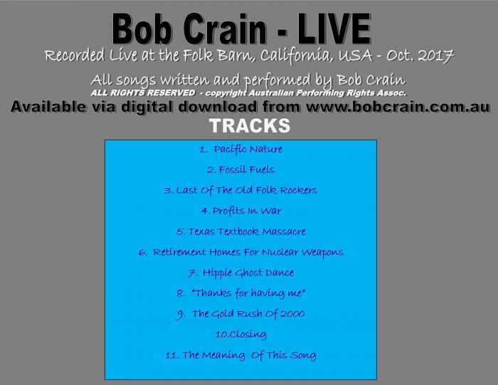Bob Crain Live Back cover